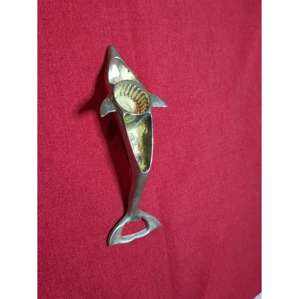 Silver Plated Dolphin Shaped Bottle Opener With Twist Top Opener Vintage Mcm‎